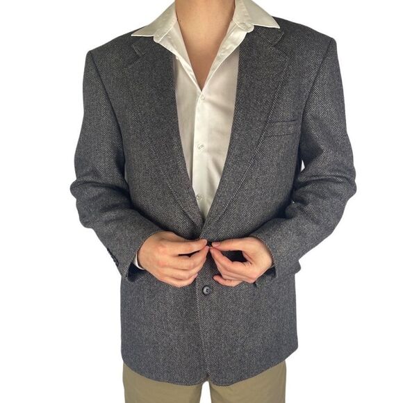 Lands’ End Men’s Vintage Gray Lambswool/Wool 2-Button Blazer Made in USA Sz: 43R - Picture 2 of 9
